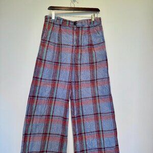 Anthropologie Plaid Lightweight Cotton Pants